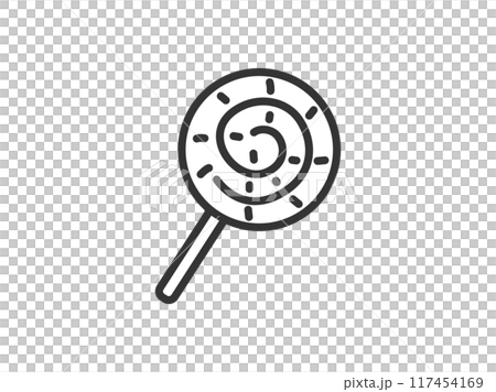 ペロペロキャンディのアイコン（線画）のイラスト 117454169