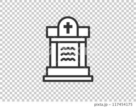 Illustration of a Western-style grave icon (line drawing) 117454175