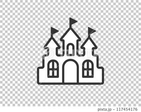 Illustration of Halloween castle icon (line drawing) Illustration of Halloween castle icon (line drawing) 117454176