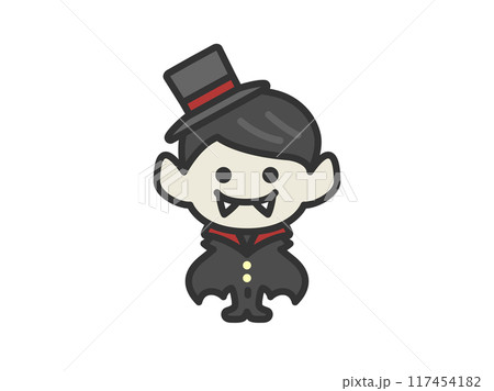 ドラキュラのアイコン（線画カラー）のイラスト 117454182