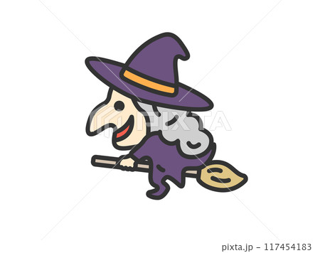 魔女のアイコン（線画カラー）のイラスト 117454183