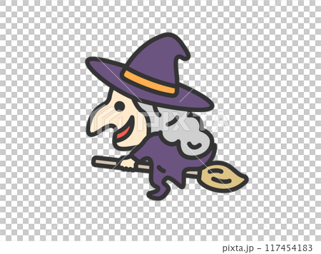 魔女のアイコン（線画カラー）のイラスト 117454183