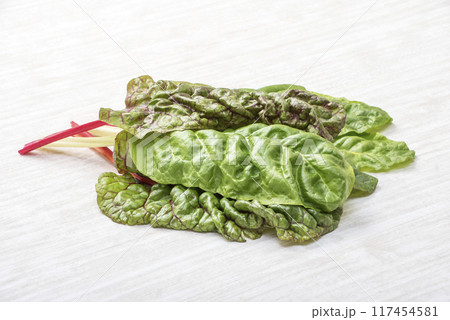 新鮮なスイスチャード　緑黄色野菜　穫れたてのフダンソウ　葉物野菜　健康野菜　 117454581
