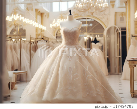 Luxury Elegant and Expensive Woman Wedding Dress and Clothes AI Artwork 117454795