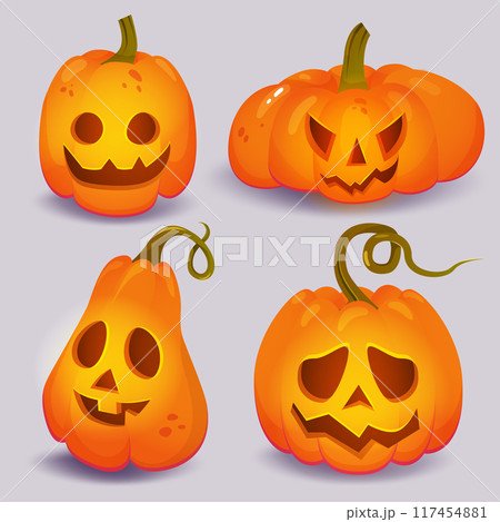Set of cartoon isolated pumpkins Set of cartoon isolated pumpkins 117454881