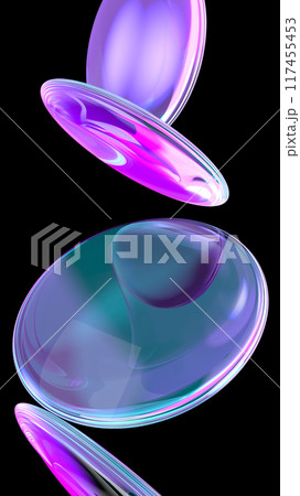 虹色に耀くレンズ群の3Dイラストレーション 虹色に耀くレンズ群の3Dイラストレーション 117455453