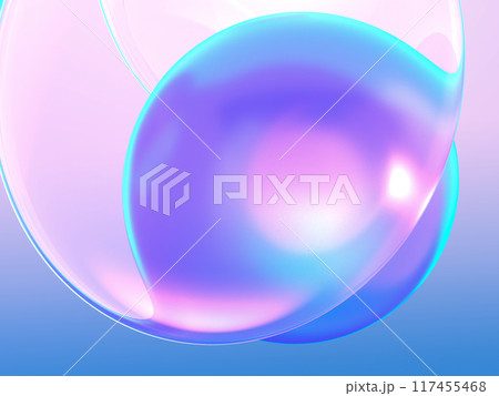 虹色に輝く球体とレンズの3D イラストレーション 虹色に輝く球体とレンズの3D イラストレーション 117455468