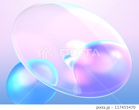 虹色に輝く球体とレンズの3D イラストレーション 虹色に輝く球体とレンズの3D イラストレーション 117455470