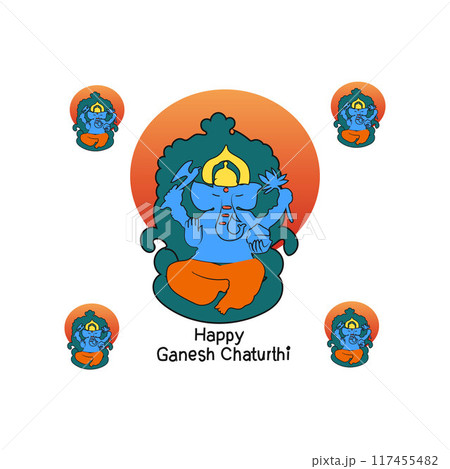Happy ganesh chaturthi festival set collection vector  117455482