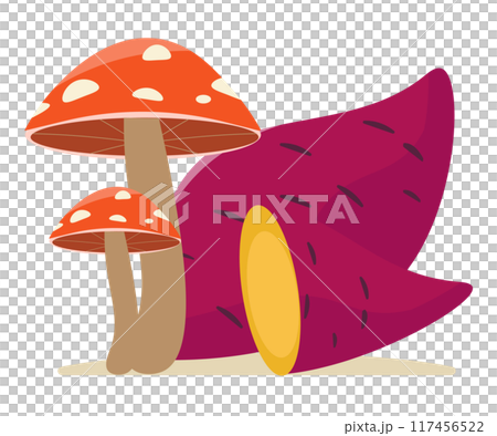 さつましもときのこ。秋の食べ物。ベクターイラスト	 117456522