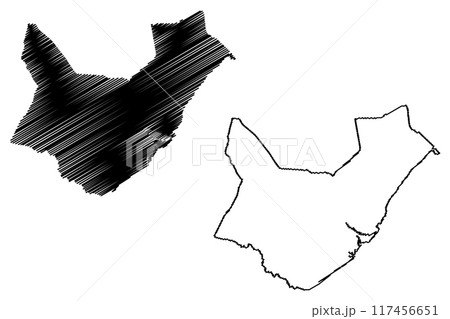 Boston non-metropolitan district, Borough (United Kingdom of Great Britain and Northern Ireland, ceremonial county Lincolnshire or Lincs, England) map vector illustration, scribble sketch map 117456651