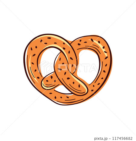 Pretzel icon in flat style. A bakery design product for Oktoberfest. Vector illustration isolated on a white background. Pretzel icon in flat style. A bakery design product for Oktoberfest. Vector illustration isolated on a white background. 117456682