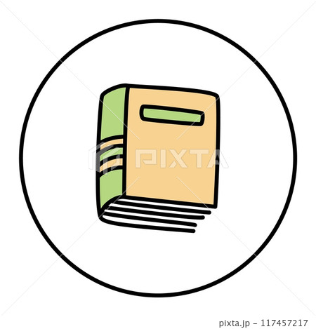 Doodle book icon hand drawn in minimalistic style. Knowledge symbol 117457217