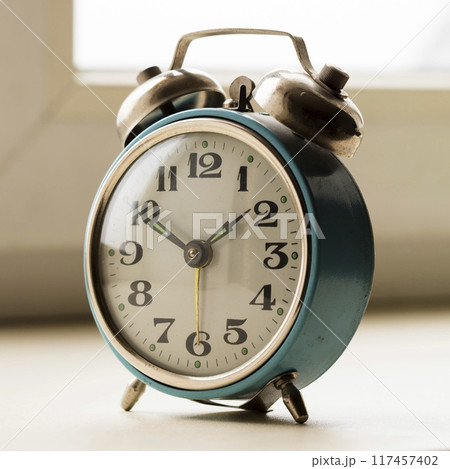 old bracket clock, vintage mechanical USSR alarm clock 117457402