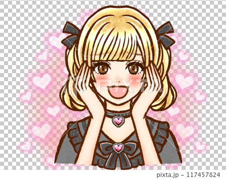 照れている地雷系ツインテール大人女性のイラスト素材2 117457824