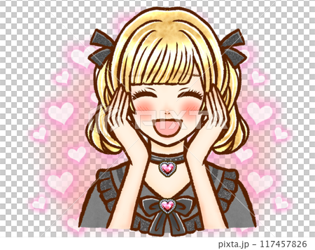 照れている地雷系ツインテール大人女性のイラスト素材 117457826