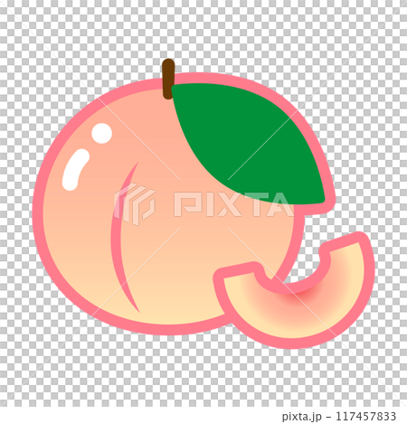 かわいい桃のイラスト 117457833