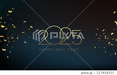 2025 New Year Abstract shiny color gold design element 2025 New Year Abstract shiny color gold design element 117458321