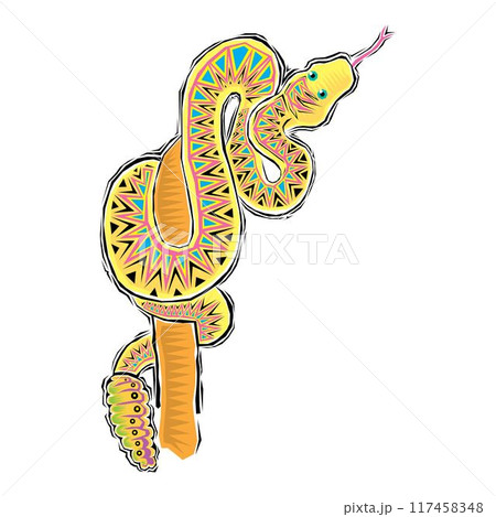 abstract vector yellow snake colorful design style traditional 117458348