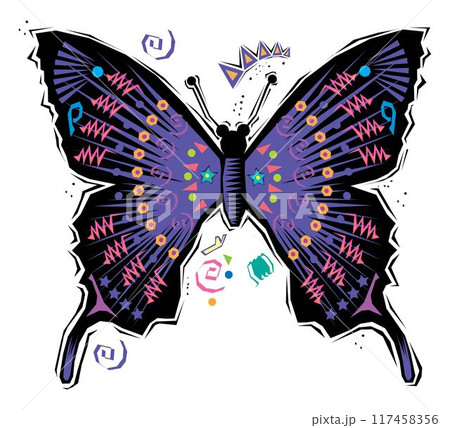 an illustration of colorful butterfly abstract design aztec art 117458356
