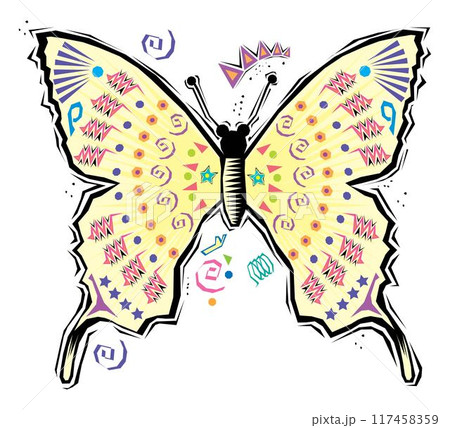 an illustration of colorful butterfly abstract design aztec art 117458359
