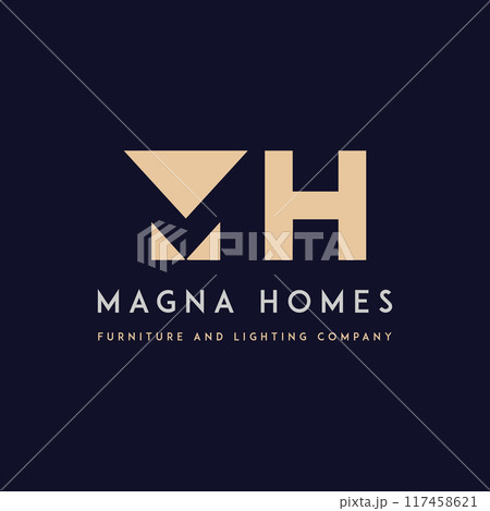 The Power of a HM Letter  Logo Initial letter hm, mh, m, h elegant and luxury Initial with Rectangular frame minimal monogram logo design vector template 117458621