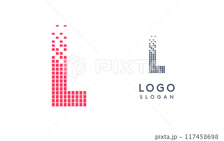 Pixelated Letter L transitioning into scattered pixels with gradient colors creating modern, digital effect like equalizer. Abstract logo for tech software and digital media. Vector illustration. Pixelated Letter L transitioning into scattered pixels with gradient colors creating modern, digital effect like equalizer. Abstract logo for tech software and digital media. Vector illustration. 117458698