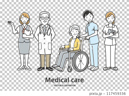 醫護人員支持坐輪椅的老年女性患者 117459336