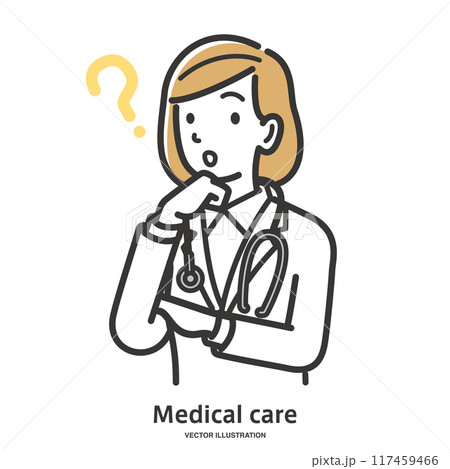 疑問に思う女性医師 117459466