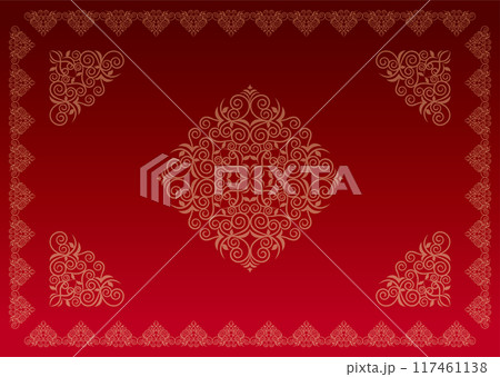 クラシックでエレガントでゴージャスな飾り枠　フレーム　グラデーション赤 117461138