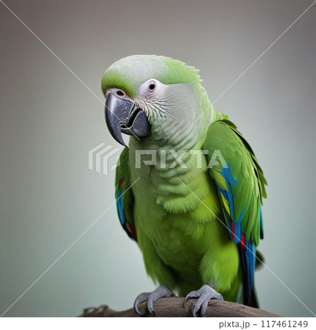 Green parrot on a gray background 117461249