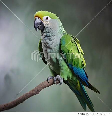 Green parrot on a gray background 117461250
