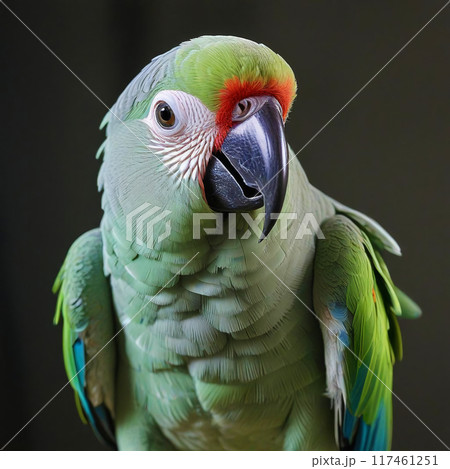 Green parrot on a gray background 117461251