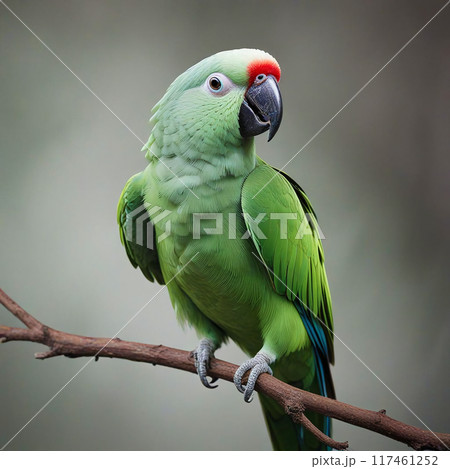 Green parrot on a gray background 117461252