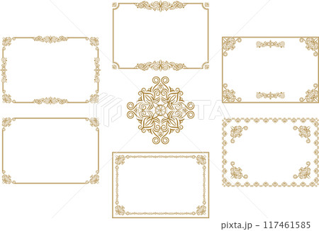 クラシックでエレガントでゴージャスな飾り枠　フレームセット　金赤 117461585