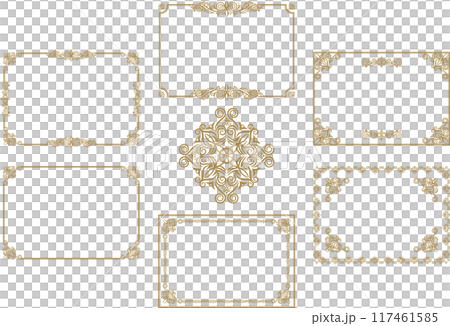 Classic, elegant and gorgeous decorative frame set in gold and red 117461585