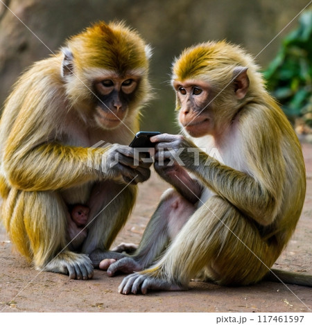 スマホを使いこなすサル 117461597