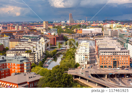 Aerial View of Modern Buildings and Canal, Stockholm, Sweden Aerial View of Modern Buildings and Canal, Stockholm, Sweden 117461925