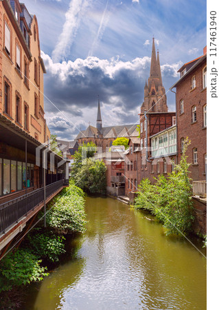 Old Canal with St Elizabeth Church, Marburg, Germany 117461940