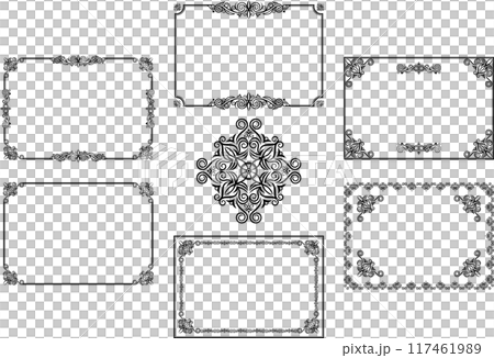 Classic, elegant and gorgeous decorative frame set in monotone black Classic, elegant and gorgeous decorative frame set in monotone black 117461989