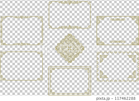 クラシックでエレガントでゴージャスな飾り枠セット　フレームセット　青金 117462288