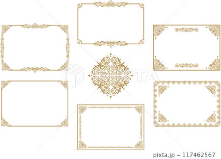 クラシックでエレガントでゴージャスな飾り枠セット　フレームセット　金赤 117462567