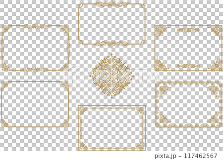 クラシックでエレガントでゴージャスな飾り枠セット　フレームセット　金赤 117462567