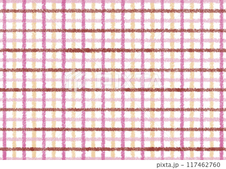 クレヨンで描く、ピンクがかわいいチェック模様 117462760