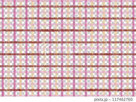 クレヨンで描く、ピンクがかわいいチェック模様 117462760