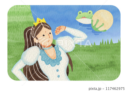 グリム童話 カエルの王様 水彩 イラストのイラスト素材 [117462975