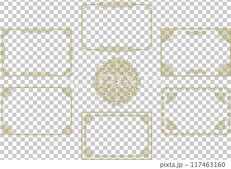 Classic, elegant and gorgeous decorative frame set. Frame set. Blue and gold. 117463160