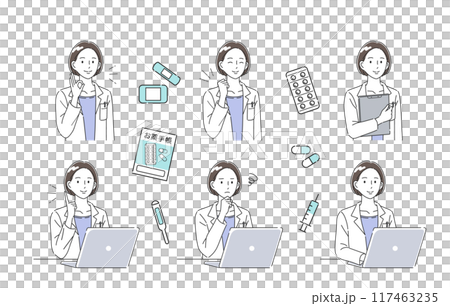 Female doctor pose illustration set 117463235