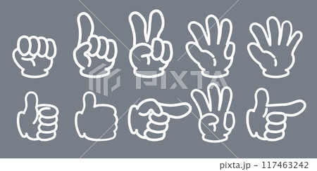 指さし・手のサインマークセットイラスト 117463242