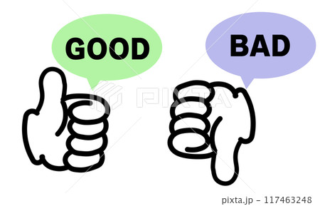 グッド いいね バッド の指アイコンイラスト 117463248